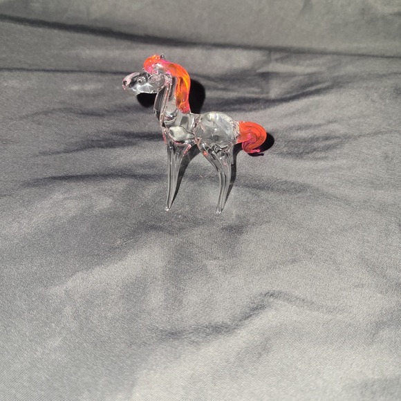 The Unbranded Brand Other - Vtg Hand Blown Stretched Spun Glass Horse Miniature Collectible Figurine Pink